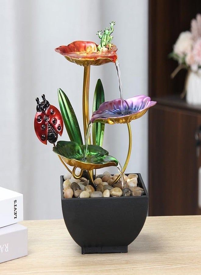 HOME ELEMENTS Metal Water Fountain for Home Decor,Tabletop Indoor Desktop Showpiece Fountain for Living Room Bedroom Office Housewarming Gift Meditation Relaxation Zen Water Fountain,16x14x23cm(FT_03) - Image 1